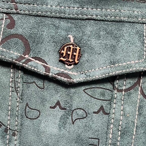 MENACE Green Laser Engraved Suede Jacket Medium - Picture 6 of 7